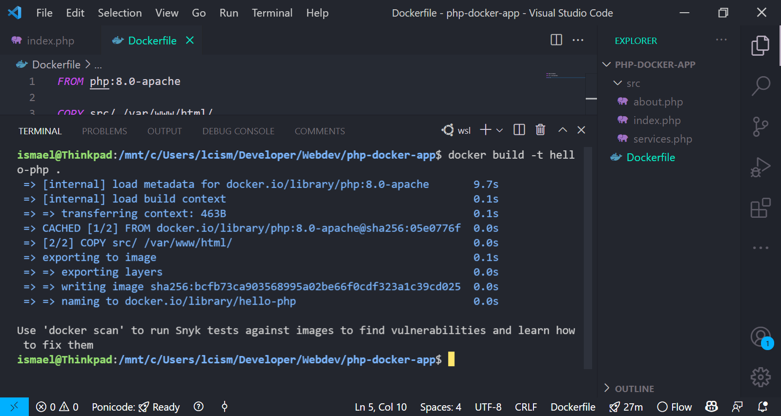 Descargando ficheros de la imagen de Docker